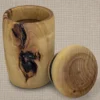 Stille kern deksel open frontaal (ca. 90 ml) Handgemaakte houten urn van Populierhout - Stille Kern (hoogte 17 cm)