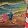 Samen naar Zee – Strand schilderij acryl op canvas (40×50 cm)