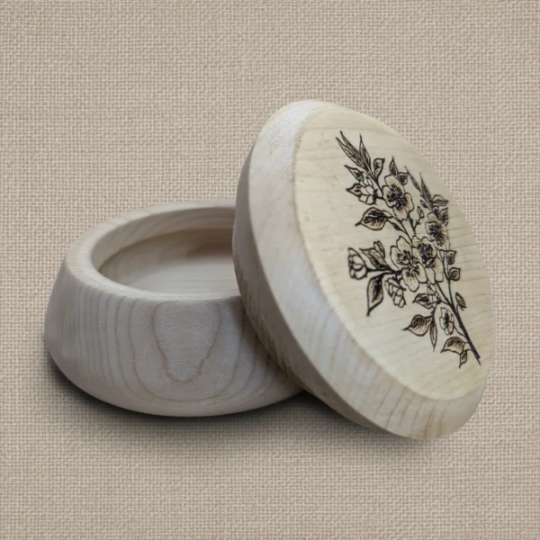 (ca. 100 ml) Handgedraaide houten mini urn huisdier - "Herinnering in Bloei"